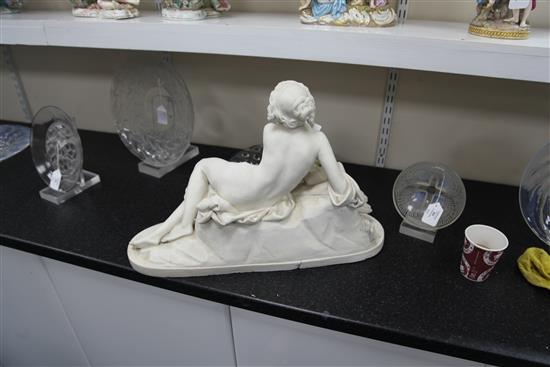 A Minton & Co parian group of Leda and the swan, modelled by Albert Carrier-Belleuse, mid 19th century, length 56cm height 36cm, minor